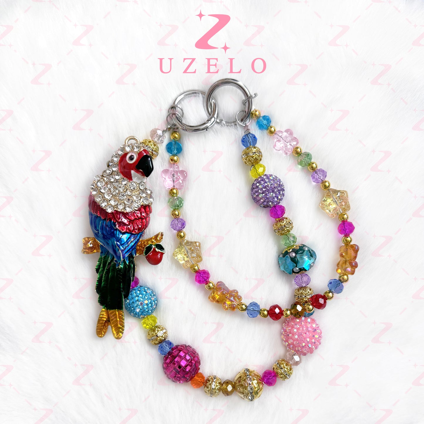 [Uzelo] Birds – Premium Phone Chain| Handmade Beaded Chain - Perfect Gift & Collectible  - Gift for her/him