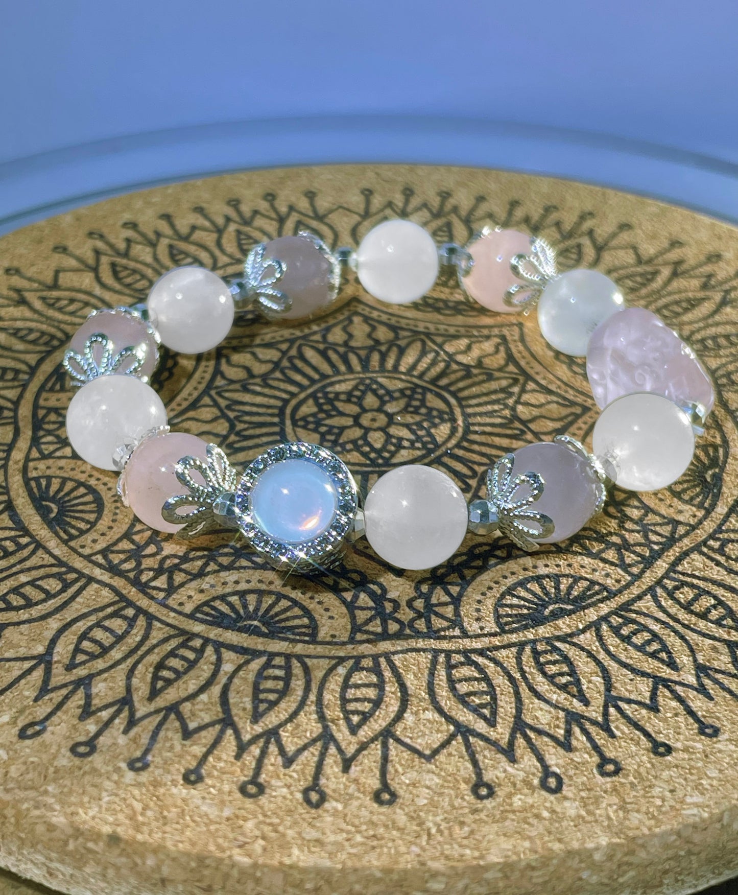 Rose Quartz + Blue Moonstone  #0004