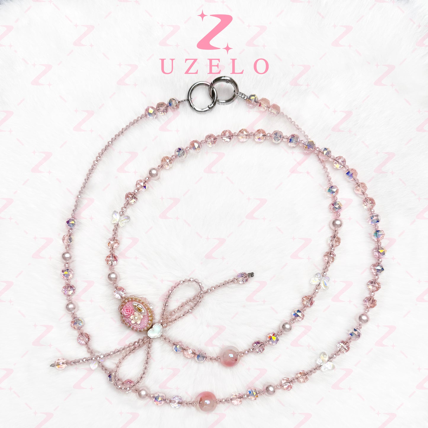 [Uzelo] Long Crystal Chain – Premium Phone Chain| Handmade Beaded Chain - Perfect Gift & Collectible  - Gift for her/him