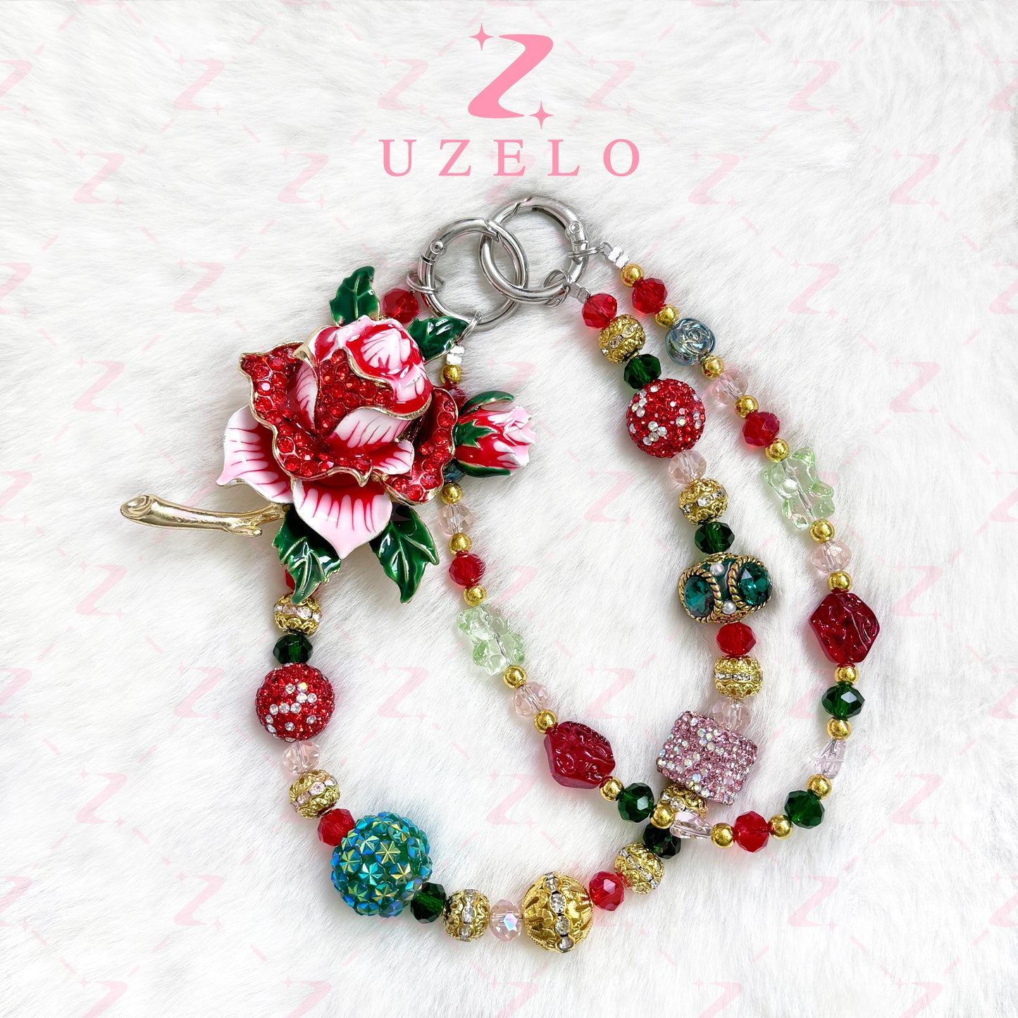 [Uzelo] Rose - Premium Phone Chain| Handmade Beaded Chain - Perfect Gift & Collectible  - Gift for her/him
