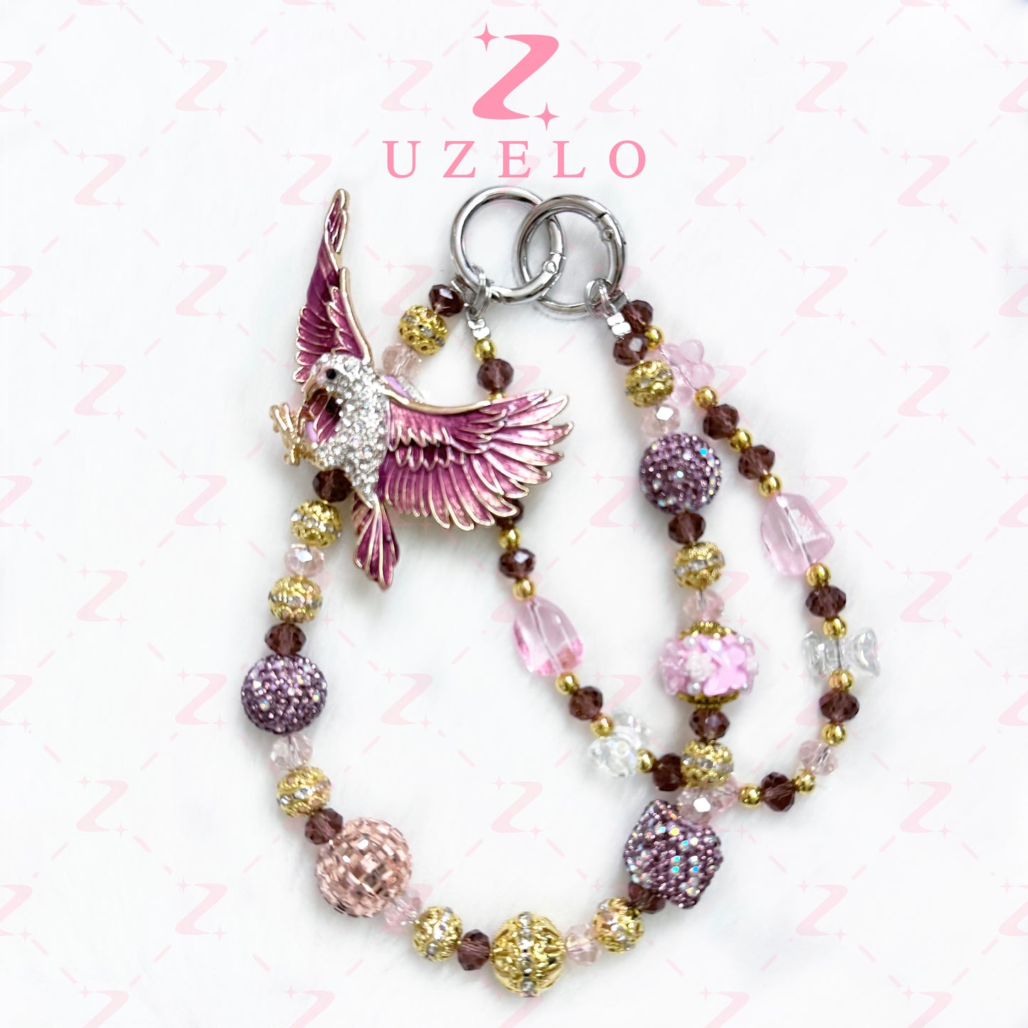 [Uzelo] Birds – Premium Phone Chain| Handmade Beaded Chain - Perfect Gift & Collectible  - Gift for her/him