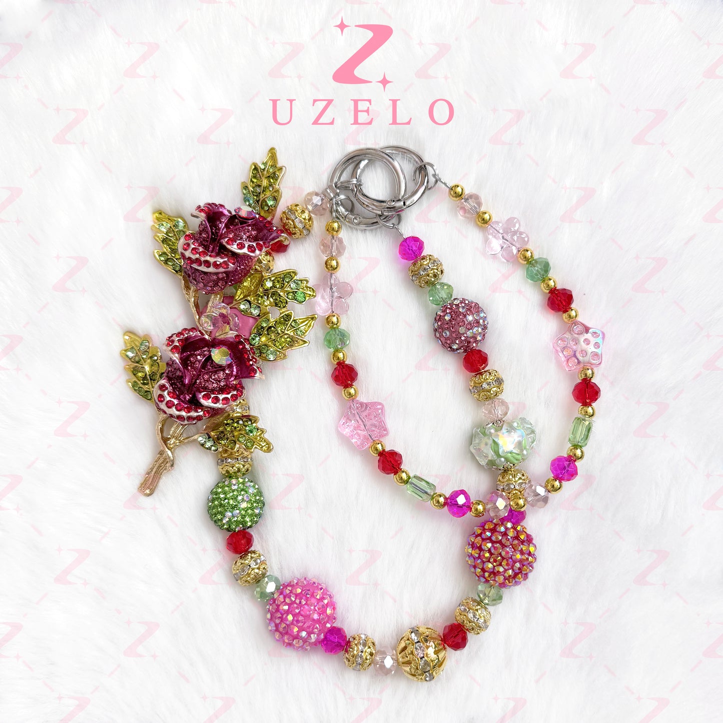 [Uzelo] Rose - Premium Phone Chain| Handmade Beaded Chain - Perfect Gift & Collectible  - Gift for her/him