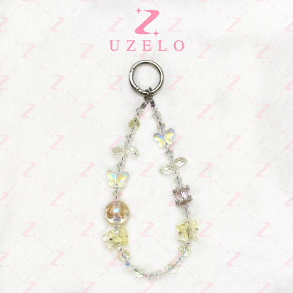 [Uzelo] Crystal Butterfly & Flower Orb – Phone Chain