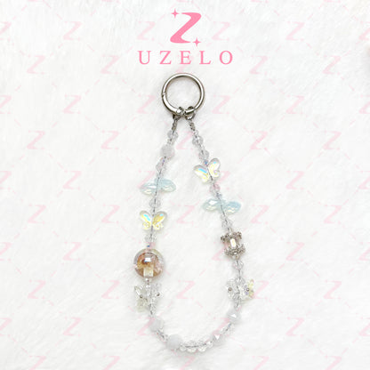 [Uzelo] Crystal Butterfly & Flower Orb – Phone Chain