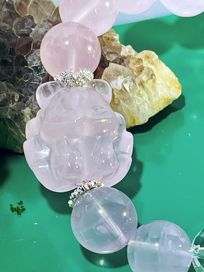 Mostly Rose Quartz + a Touch of Clear Quartz + Nine-Tailed Fox Shaped Rose Quartz  #0011