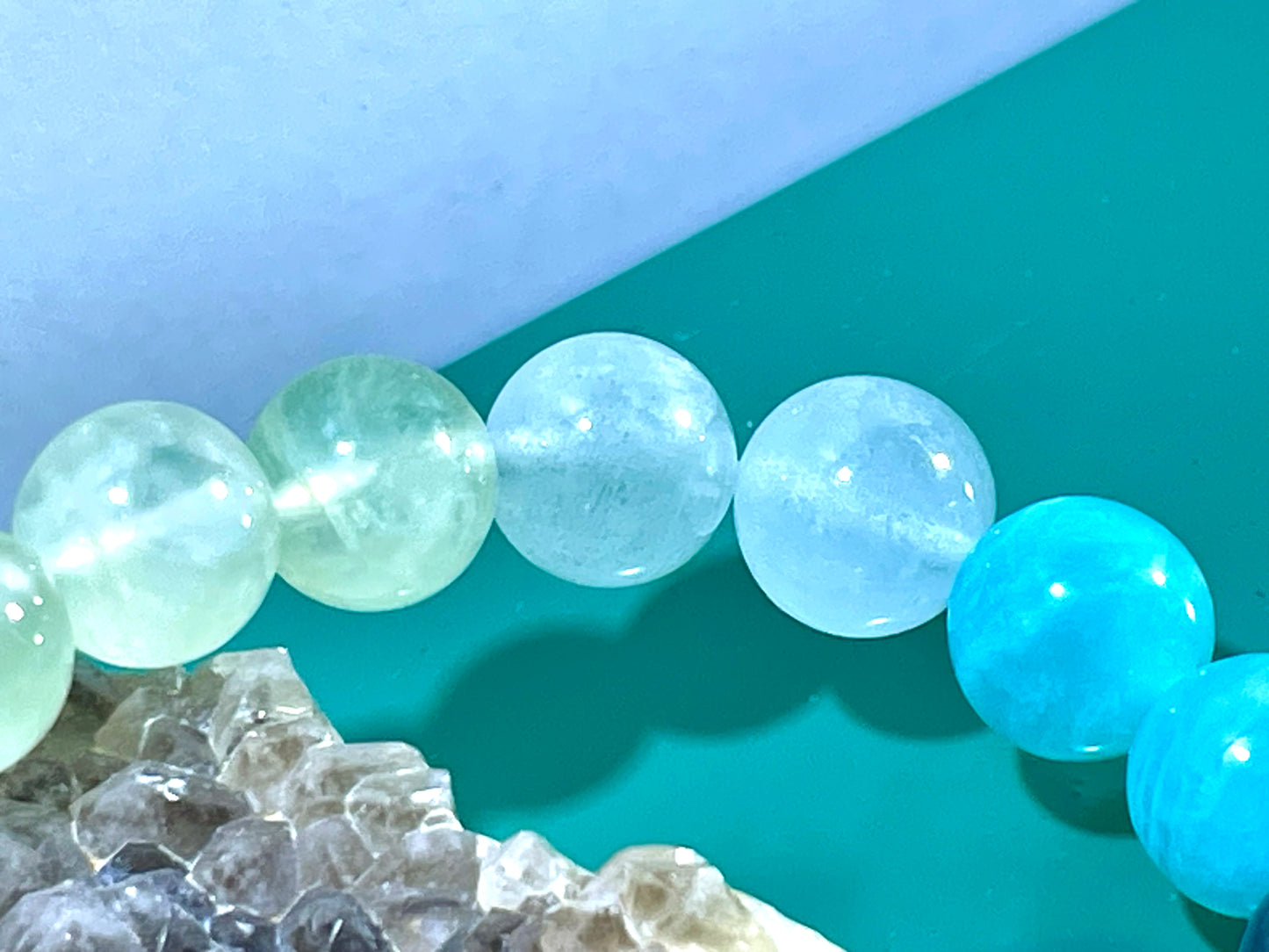 #0020【Celestial Harmony】 Grape Stone, Aquamarine, Blue Moonstone, and Golden Sun, Bracelet