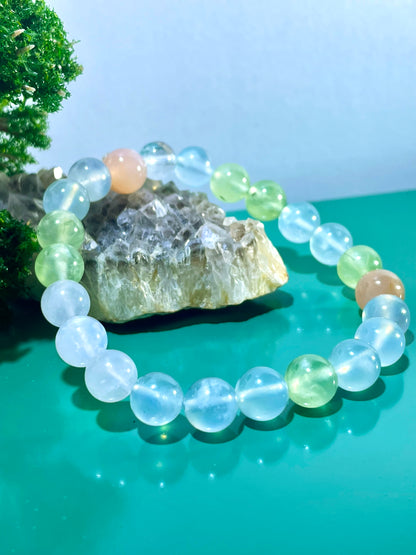 #0020【Celestial Harmony】 Grape Stone, Aquamarine, Blue Moonstone, and Golden Sun, Bracelet