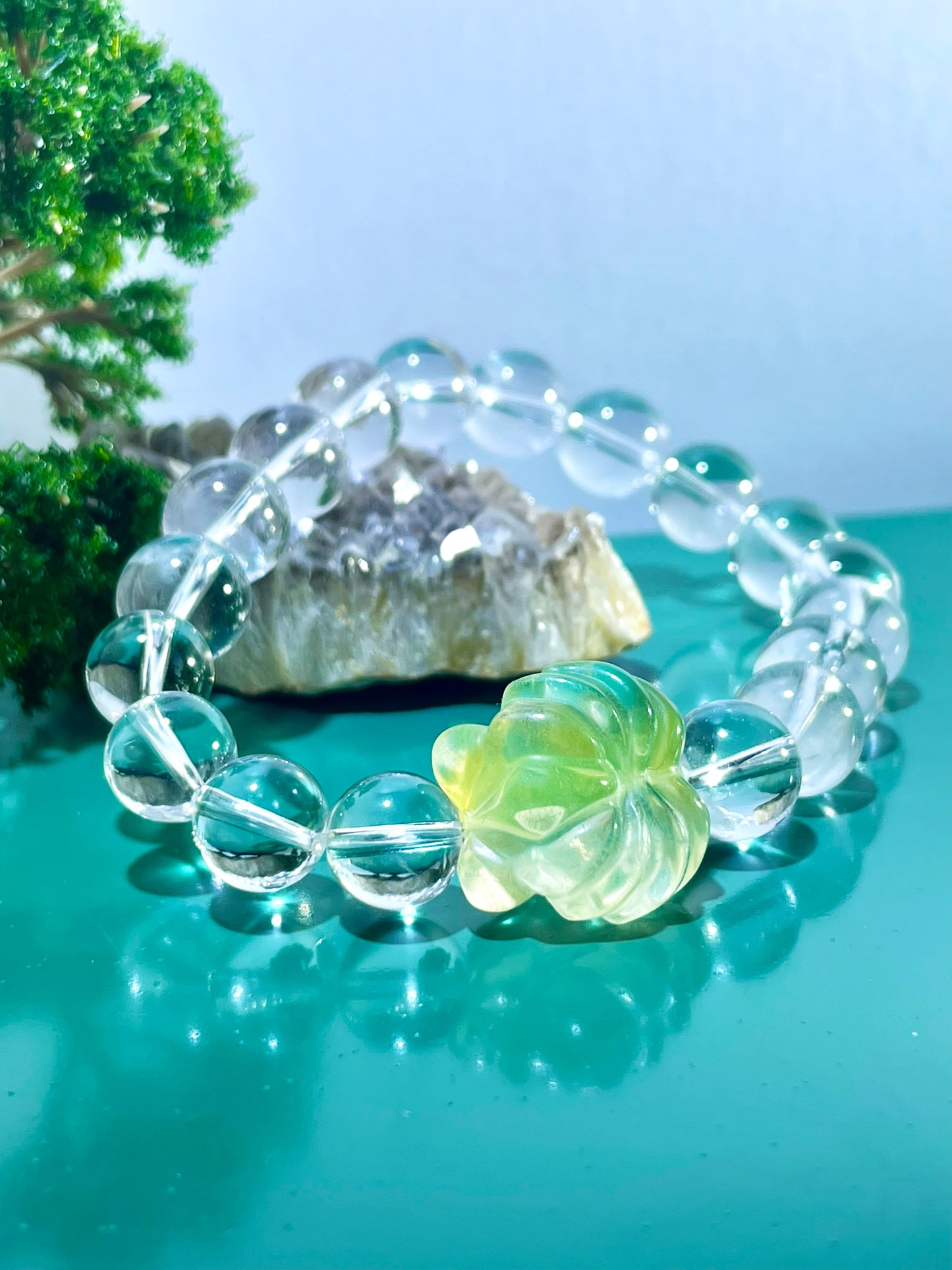 #0025 【Water Ripple】Crystal and Fluorite Bracelet