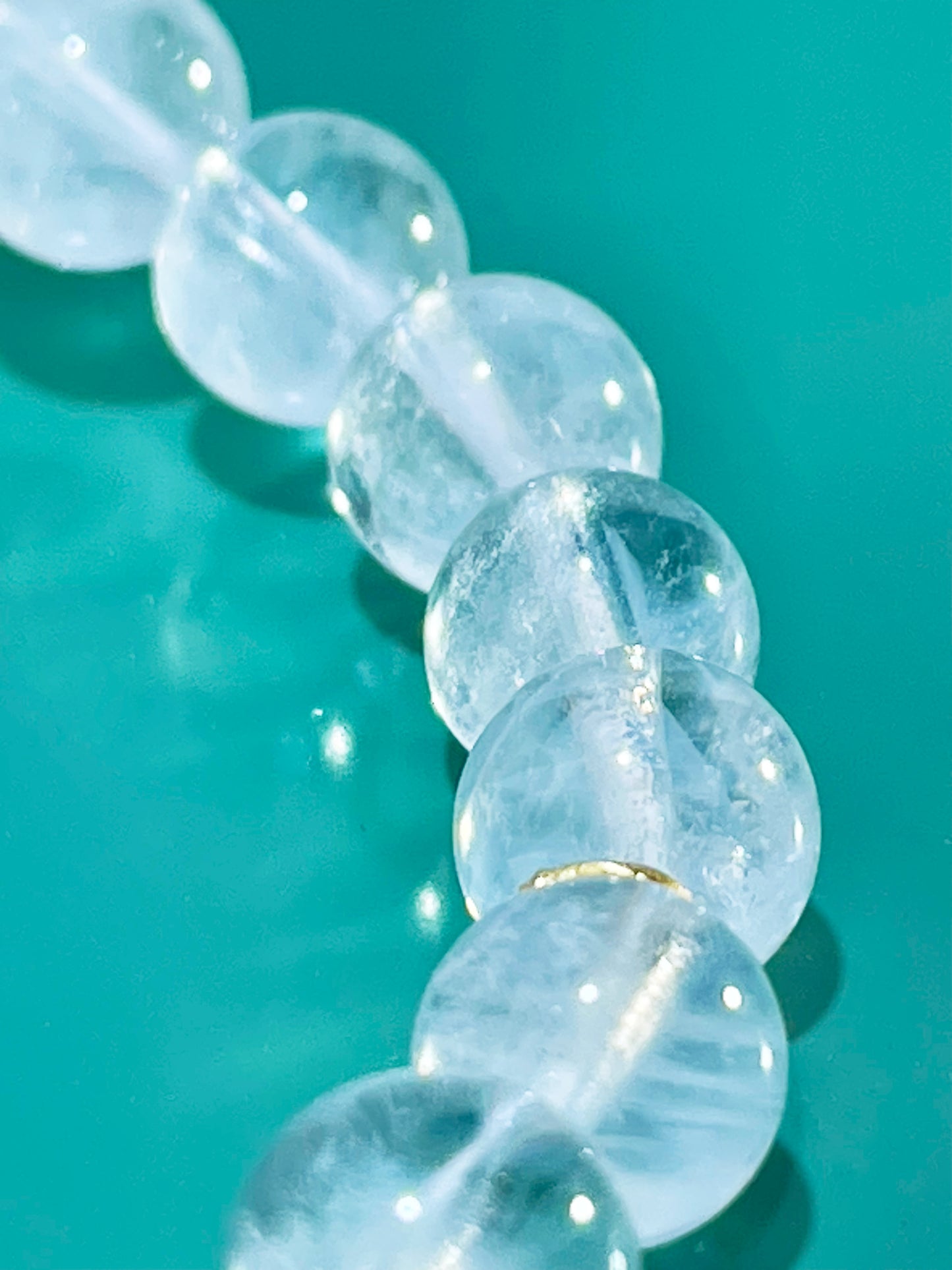 #0029【Moonlit Elegance】Blue Needle Quartz and Aquamarine, Bracelet